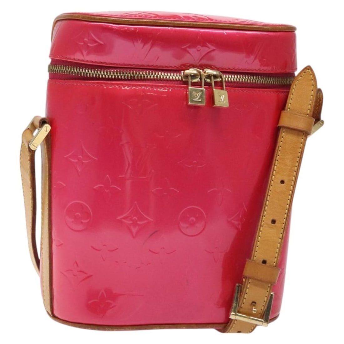 Louis Vuitton Monogram Vernis Sullivan Vertical Shoulder Bag Pink M91259 Italy Auth (1 of 18)