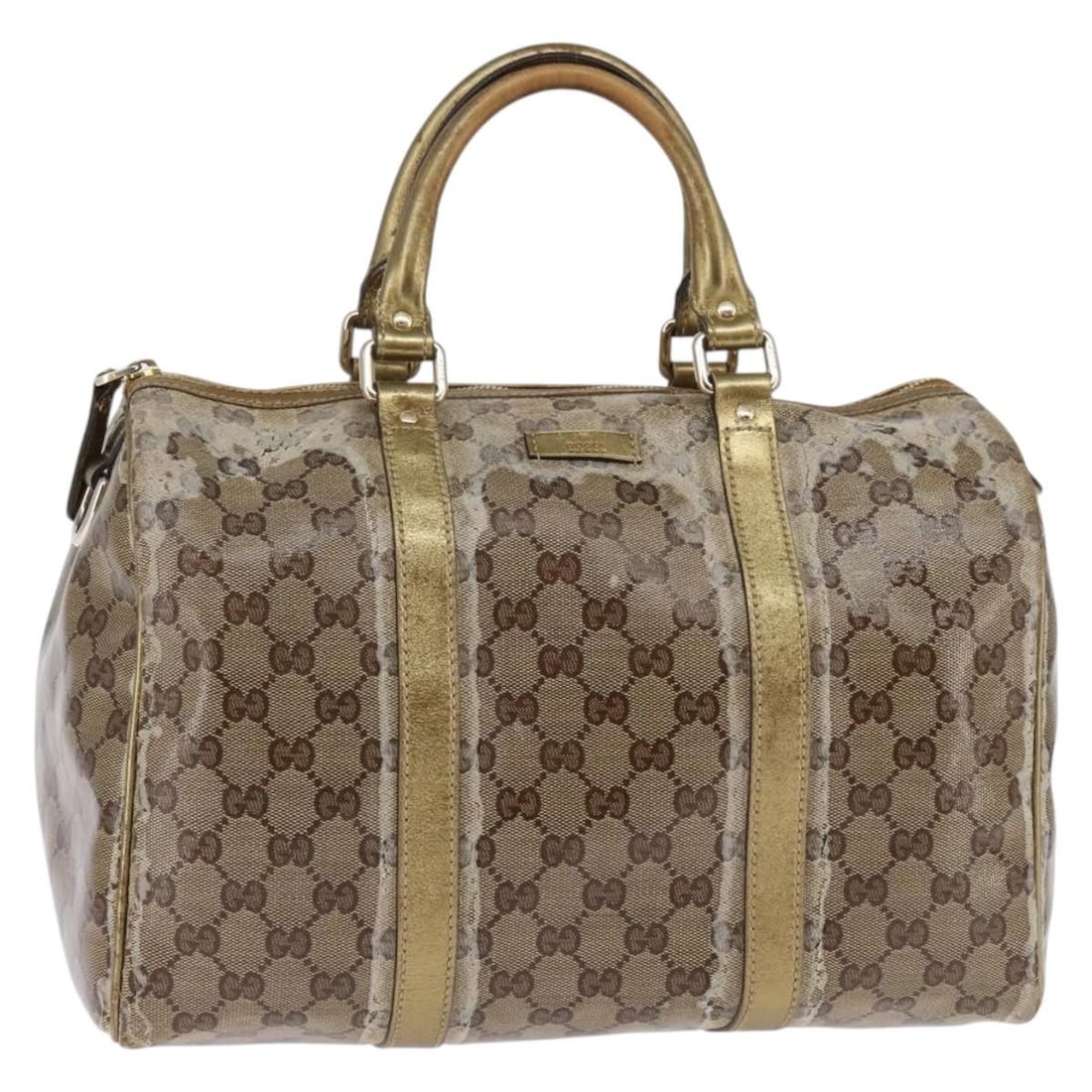 GUCCI GG Crystal Boston Bag Coated Canvas Beige Gold 193603 Authentic Italy (1 of 18)