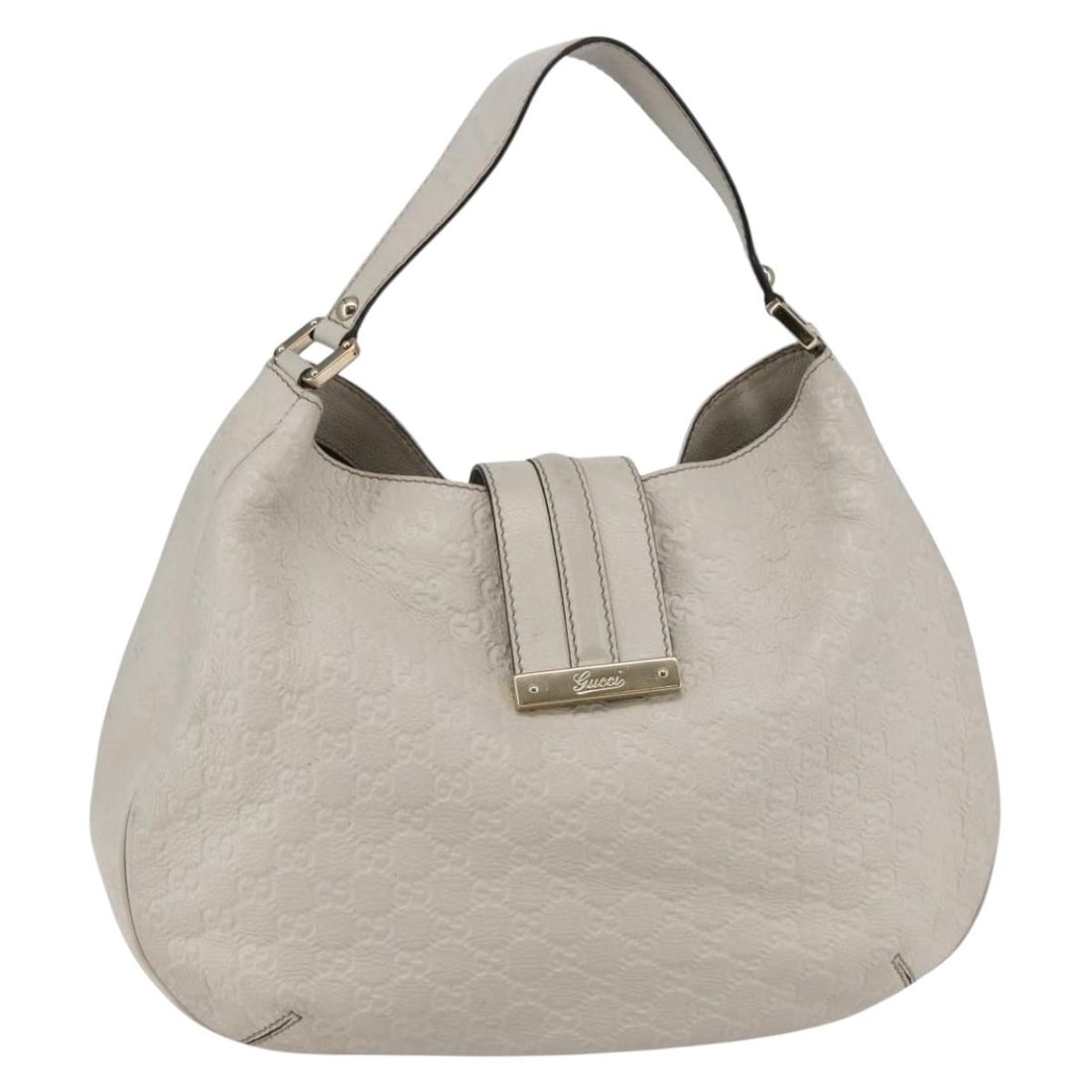 GUCCI Guccissima GG White Leather Shoulder Bag Italy Authentic (1 of 18)