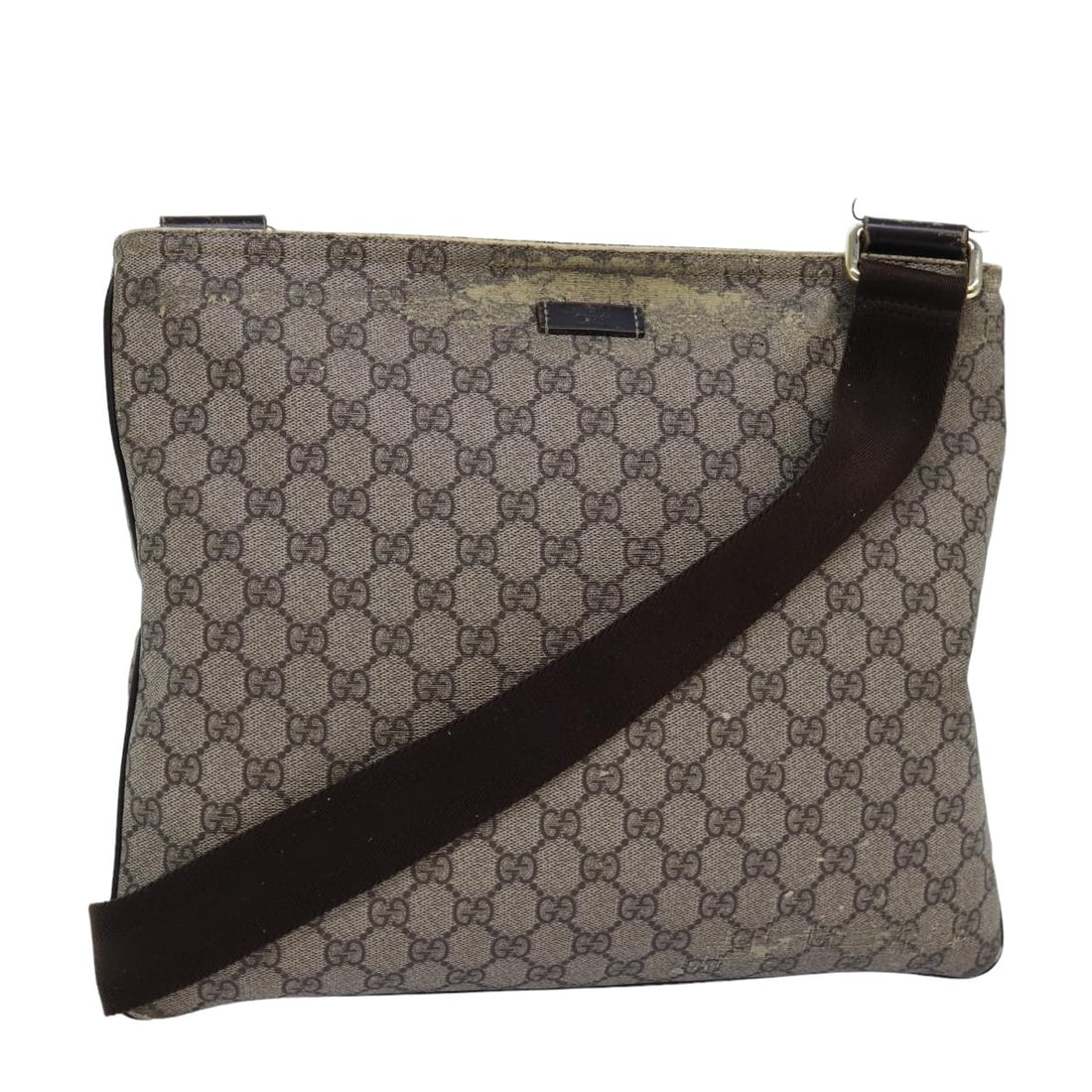 GUCCI GG Supreme Beige Shoulder Bag PVC Leather 201446 Auth: GUCCI GG Supreme Beige Shoulder Bag PVC Leather 201446 Auth This stylish Gucci GG Supreme Shoulder Bag is crafted from durable PVC leather in a sophisticated beige color. Measuring approximately 13.8