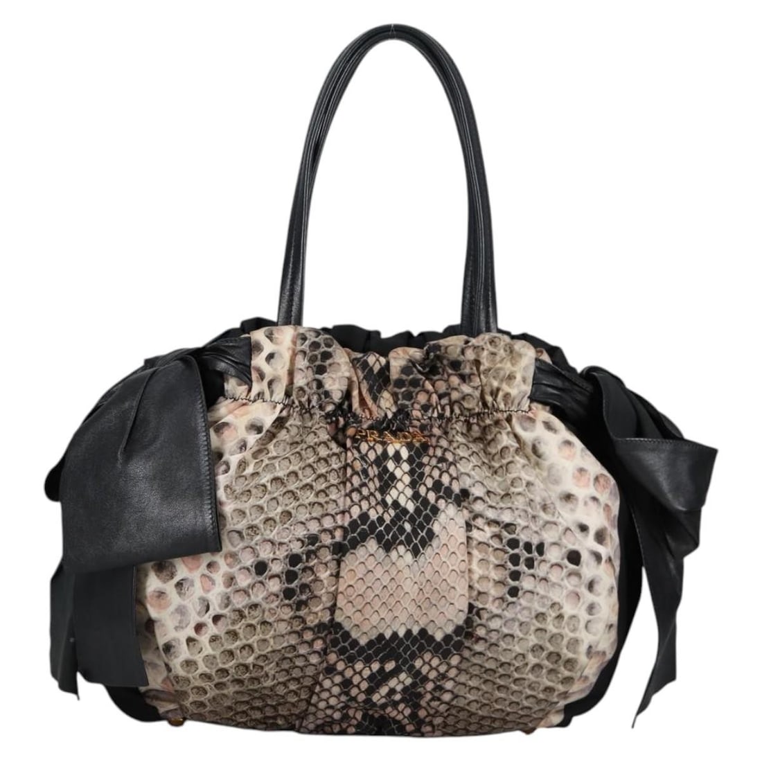 PRADA Nylon Tote Bag Black Gold Made in Italy 9.8x9.4 inches (1 of 18)