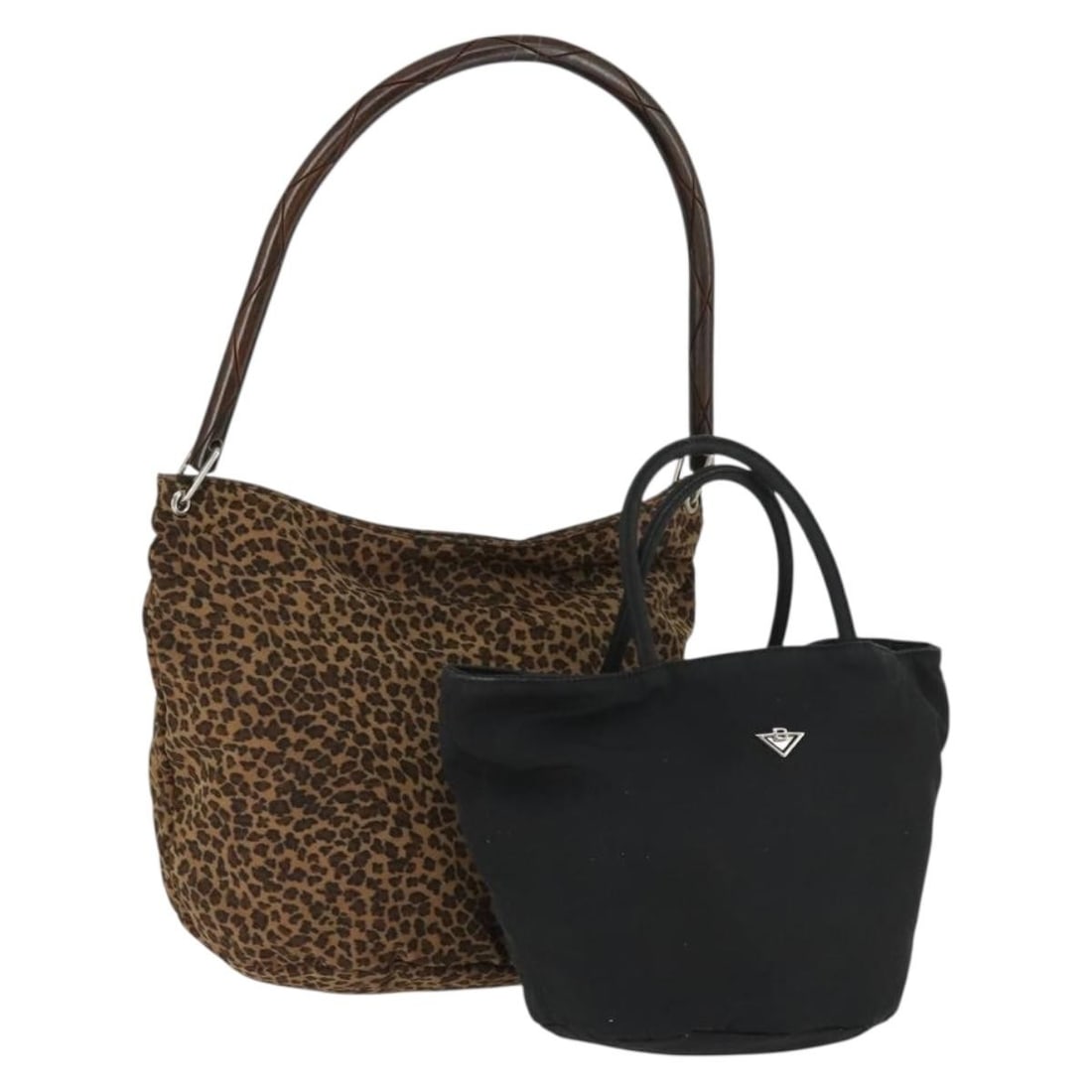 Set of Two Bottega Veneta Nylon Handbags in Black and Brown (1 of 16)