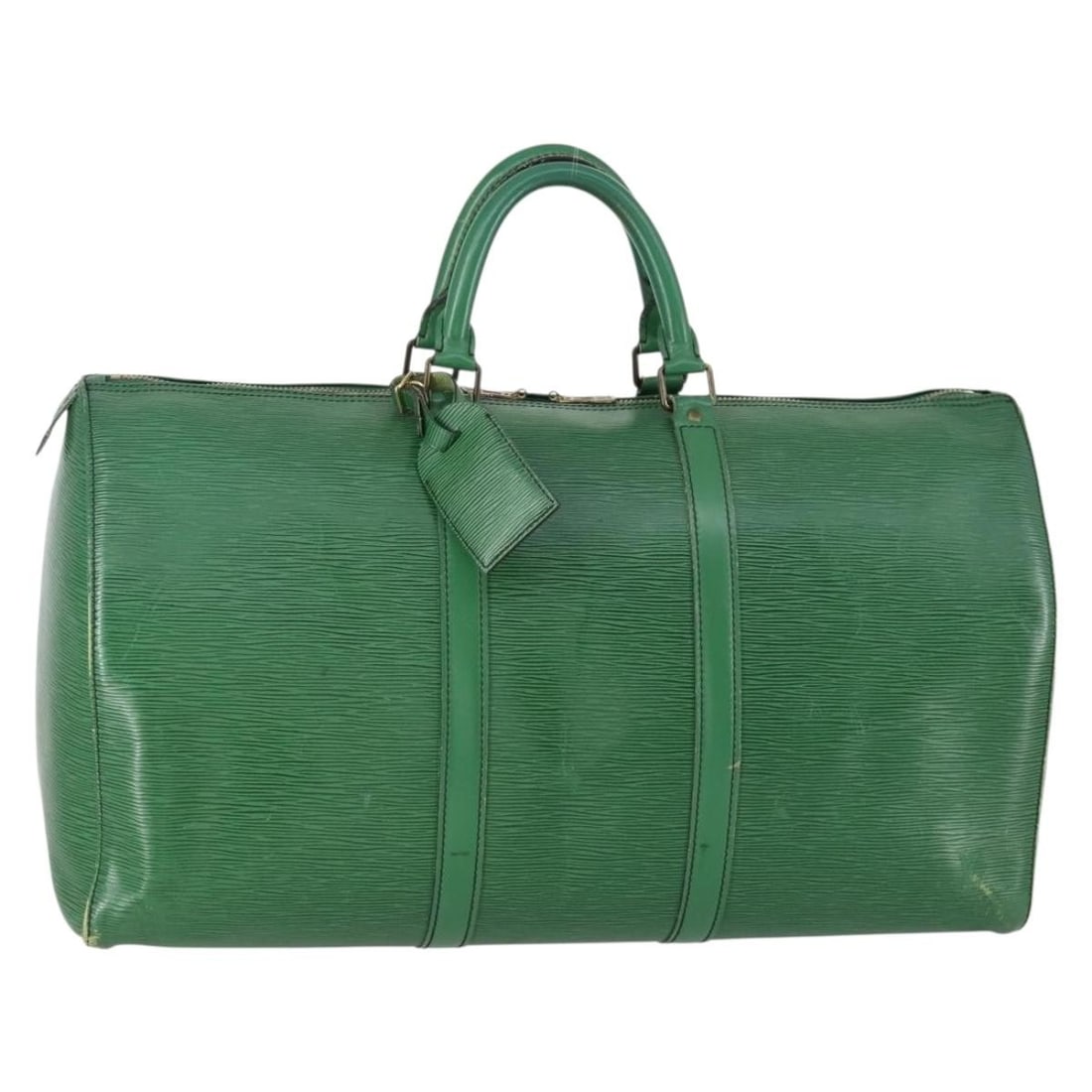 LOUIS VUITTON Epi Leather Keepall 50 Boston Bag Green M42964 LV Auth: LOUIS VUITTON Epi Leather Keepall 50 Boston Bag Green M42964 LV Auth This LOUIS VUITTON Epi Keepall 50 Boston Bag is a stunning blend of luxury and functionality, crafted from durable green Epi leathe