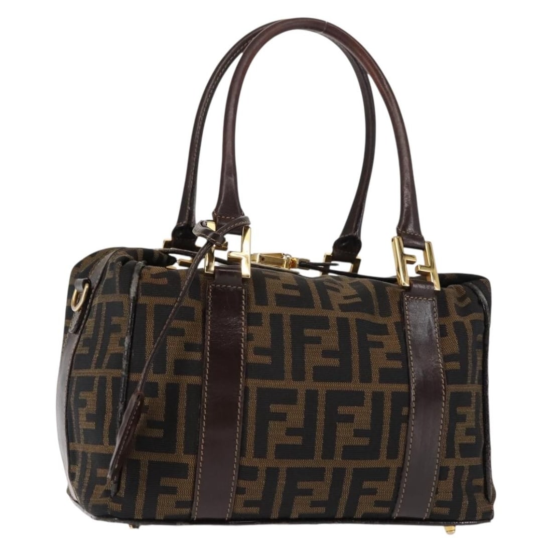 FENDI Zucca Canvas Hand Bag Black Brown Gold Made in Italy: FENDI Zucca Canvas Hand Bag Black Brown Gold Made in Italy This Fendi Zucca Canvas Hand Bag exudes Italian craftsmanship and style. Made from durable Zucca canvas, it features a sophisticated blend of