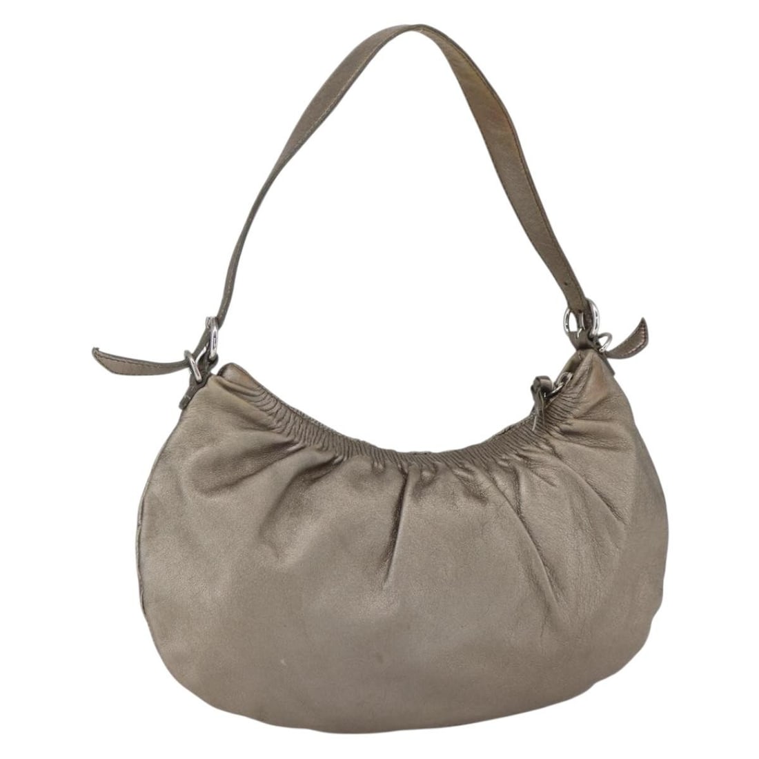 Miu Miu Gold Silver Leather Shoulder Bag Auth 155774 Italy (1 of 18)