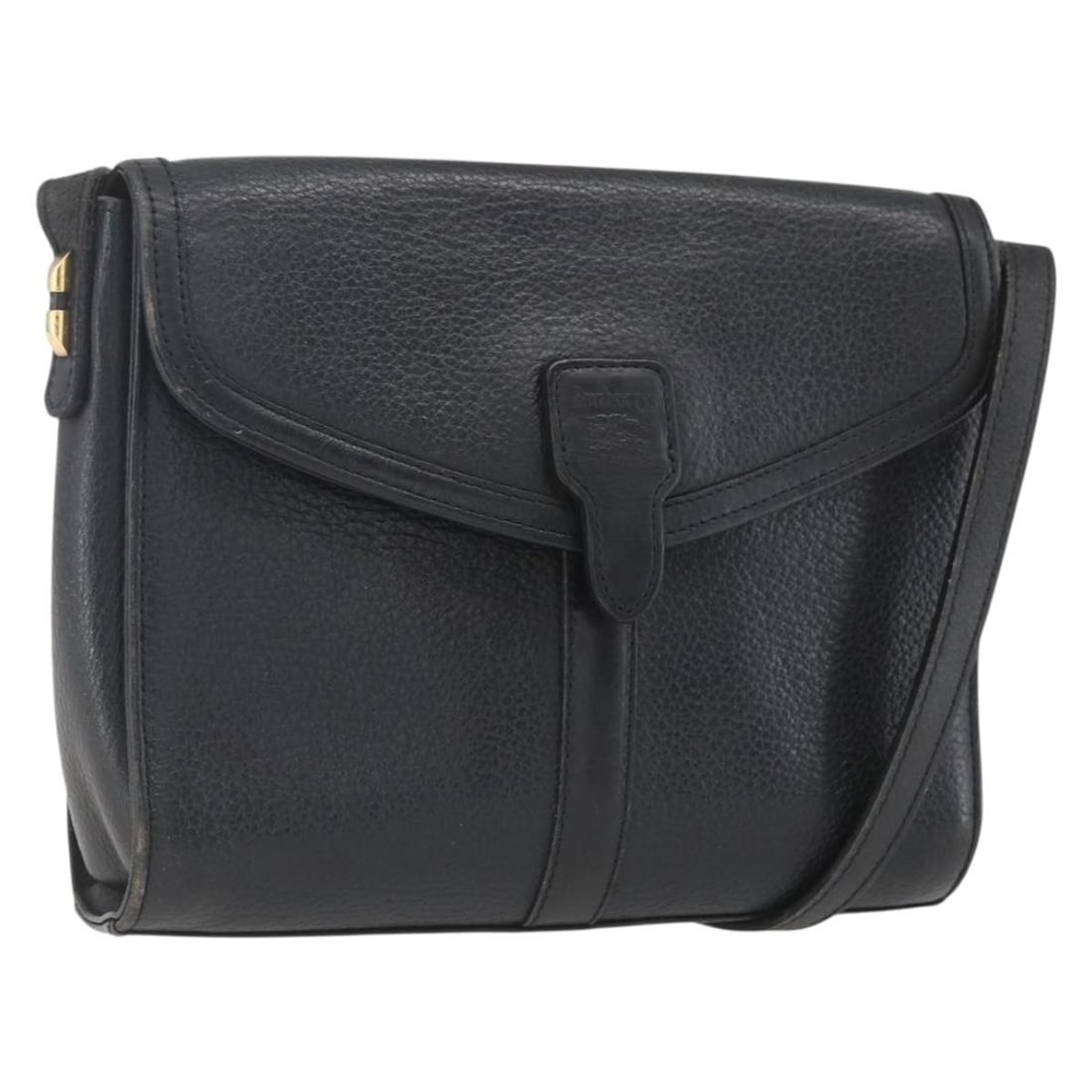 Burberrys Black Leather Shoulder Bag Gold Tone Accents (1 of 18)