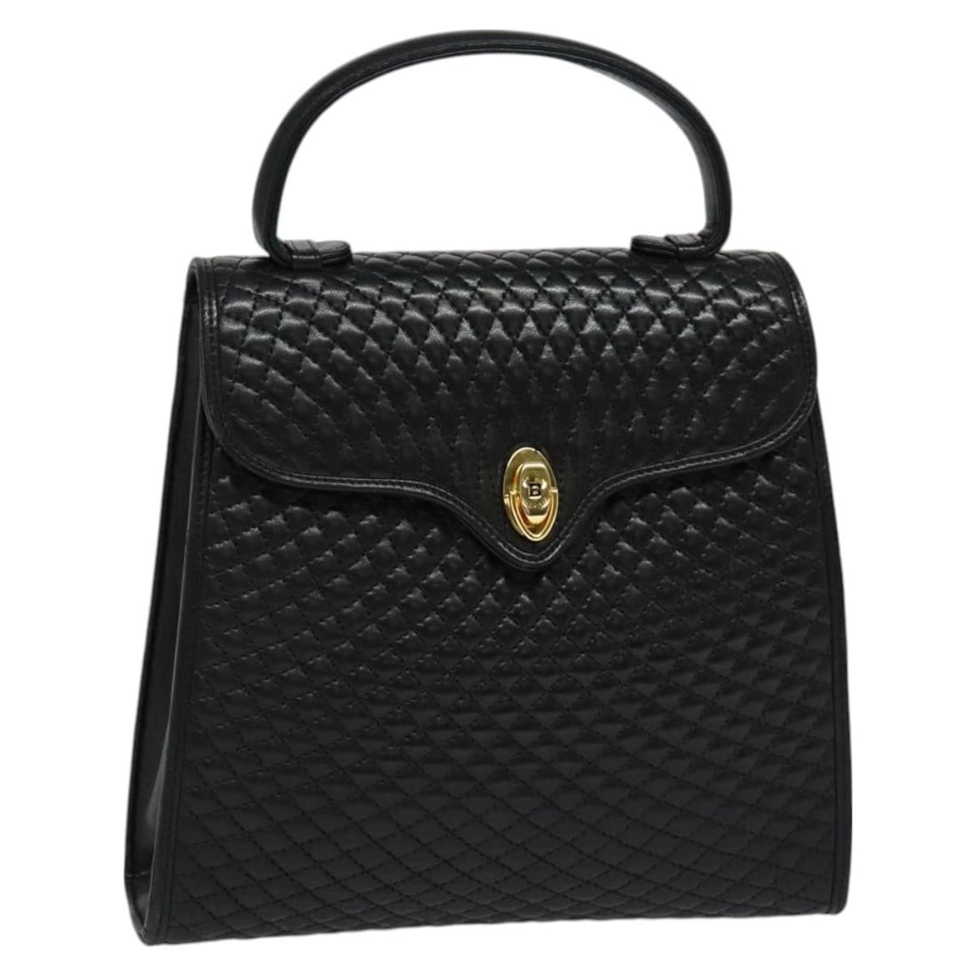 BALLY Quilted Leather Hand Bag Black Gold Made in Italy BA3112 (1 of 18)