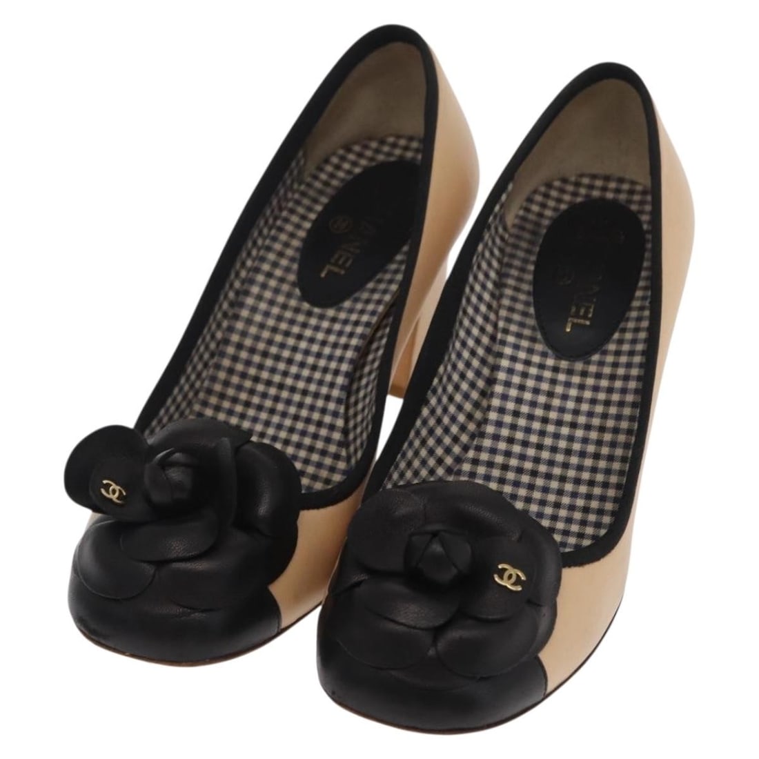 Beige Leather High Heel Camelia Pumps by CHANEL Size 35.5 (1 of 18)