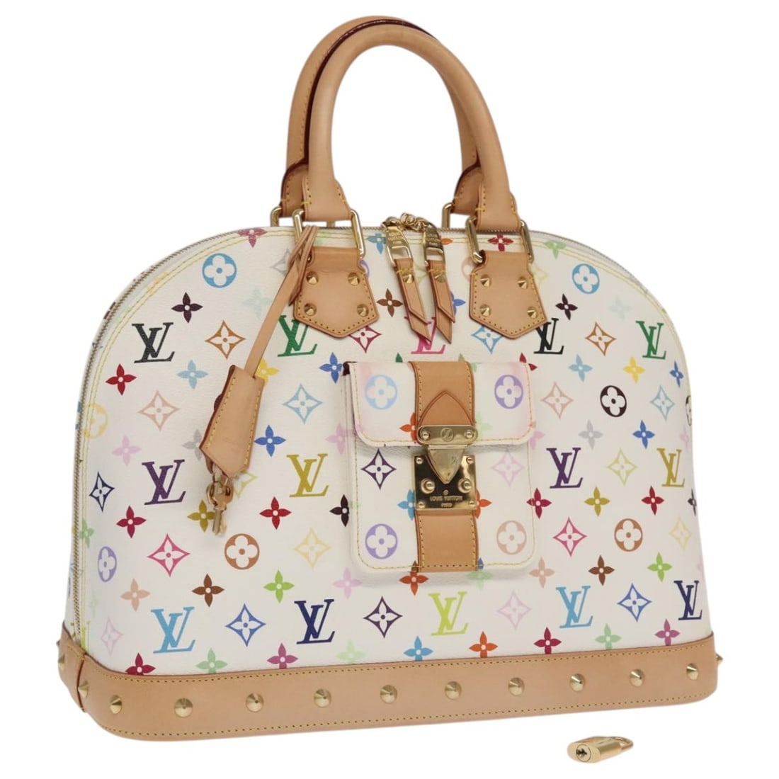 LOUIS VUITTON Monogram Multicolor Alma GM Hand Bag White M40441 with Accessories (1 of 18)