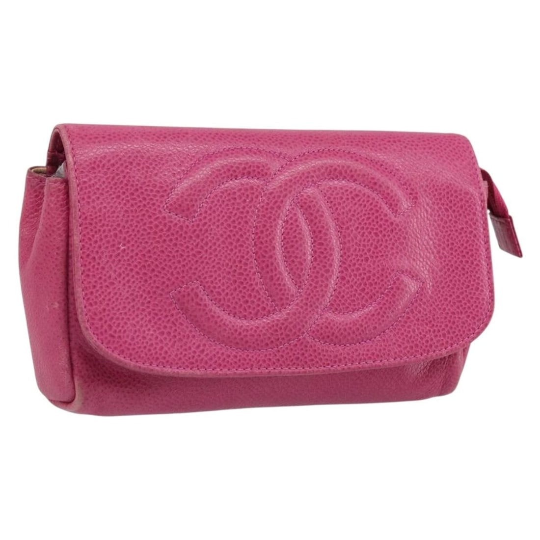 Pink Grained Calfskin Chanel Pouch with Gold CC Logo and Guarantee Card (1 of 18)