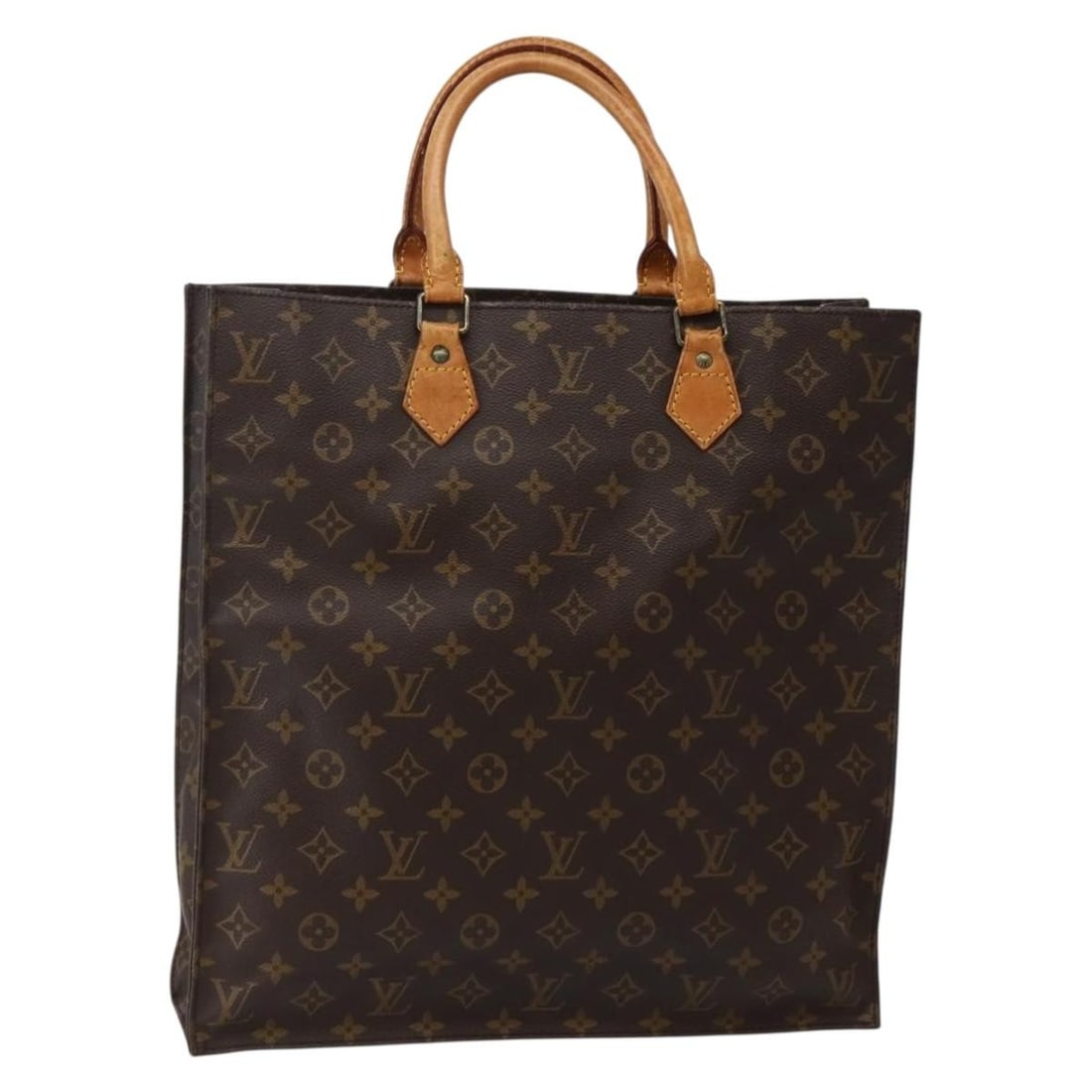 Louis Vuitton Monogram Canvas Sac Plat M51140 Tote Handbag: Louis Vuitton Monogram Canvas Sac Plat M51140 Tote Handbag This Louis Vuitton Monogram Sac Plat handbag features the iconic monogram canvas exterior with natural leather trim. The bag offers a spaciou