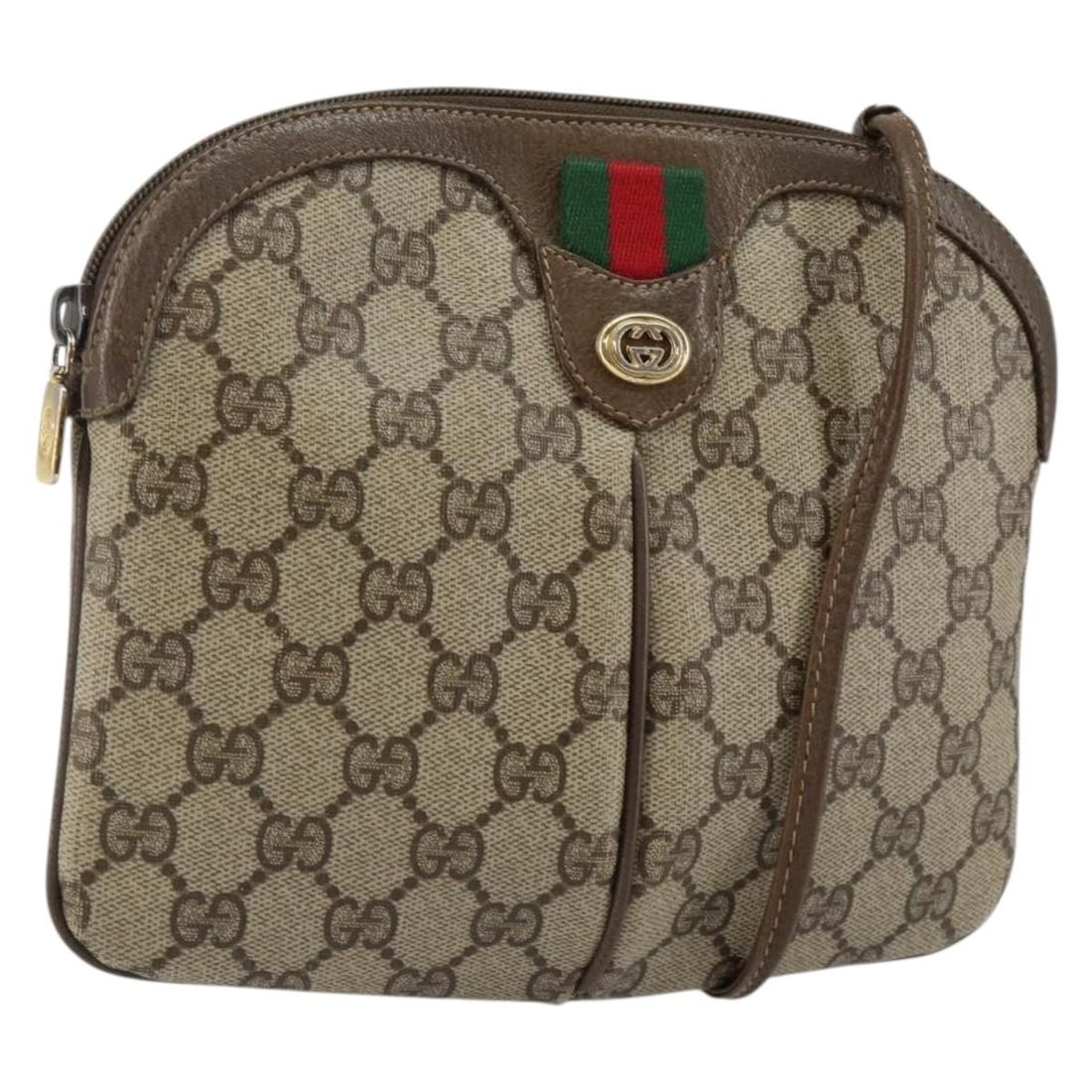GUCCI GG Supreme Sherry Line Shoulder Bag PVC Beige Gold 904 02 047 Auth: GUCCI GG Supreme Sherry Line Shoulder Bag PVC Beige Gold 904 02 047 Auth This authentic GUCCI GG Supreme Sherry Line Bag is a stylish and practical shoulder bag made from durable PVC leather with a be