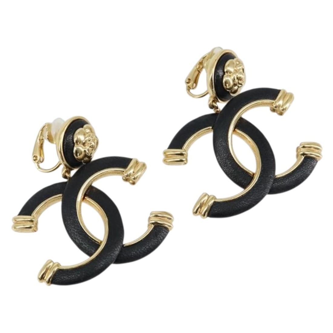 CHANEL Coco Mark Camelia Gold Metal Earrings with Authenticity: CHANEL Coco Mark Camelia Gold Metal Earrings with Authenticity Elevate your accessory collection with these exquisite CHANEL Coco Mark Camelia Earrings. Crafted in Italy, these earrings feature a luxu