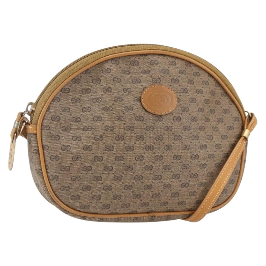 Beige Micro GG Supreme Shoulder Bag by Gucci in PVC Leather: Beige Micro GG Supreme Shoulder Bag by Gucci in PVC Leather This GUCCI Micro GG Supreme shoulder bag features durable PVC leather in beige and gold tones with micro GG canvas detailing. Crafted in Ita