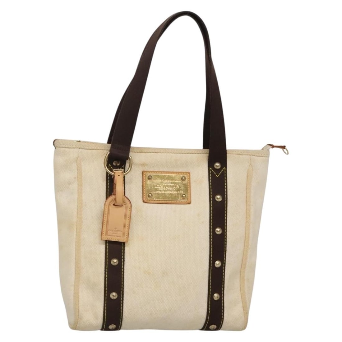 LOUIS VUITTON Cabas MM Antigua Brown Beige Tote Bag M40036 Auth (1 of 18)