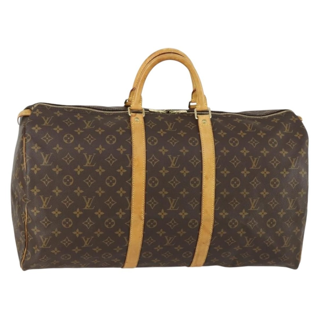 Louis Vuitton Keepall 55 Monogram Canvas Boston Bag M41424 France: Louis Vuitton Keepall 55 Monogram Canvas Boston Bag M41424 France This Louis Vuitton Monogram Keepall 55 Boston Bag features the signature monogram canvas exterior and is made in France. The bag shows