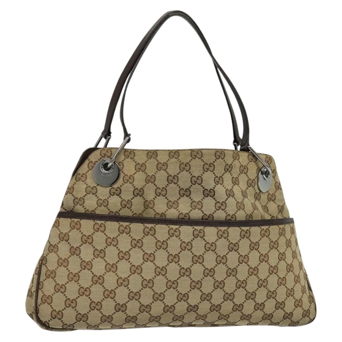 GUCCI GG Canvas Shoulder Bag Beige Silver 121023 Made in Italy (1 of 18)
