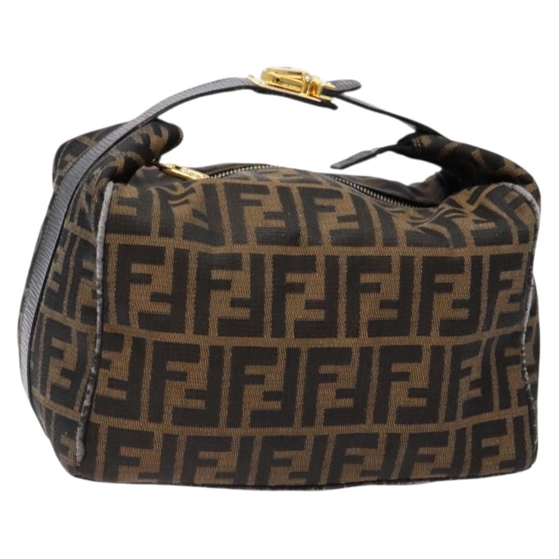 Fendi Zucca Canvas Vanity Pouch Black Brown Made in Italy: Fendi Zucca Canvas Vanity Pouch Black Brown Made in Italy This authentic Fendi Zucca Canvas Vanity Pouch showcases a stylish blend of black and brown colors, perfect for any occasion. Crafted in Italy