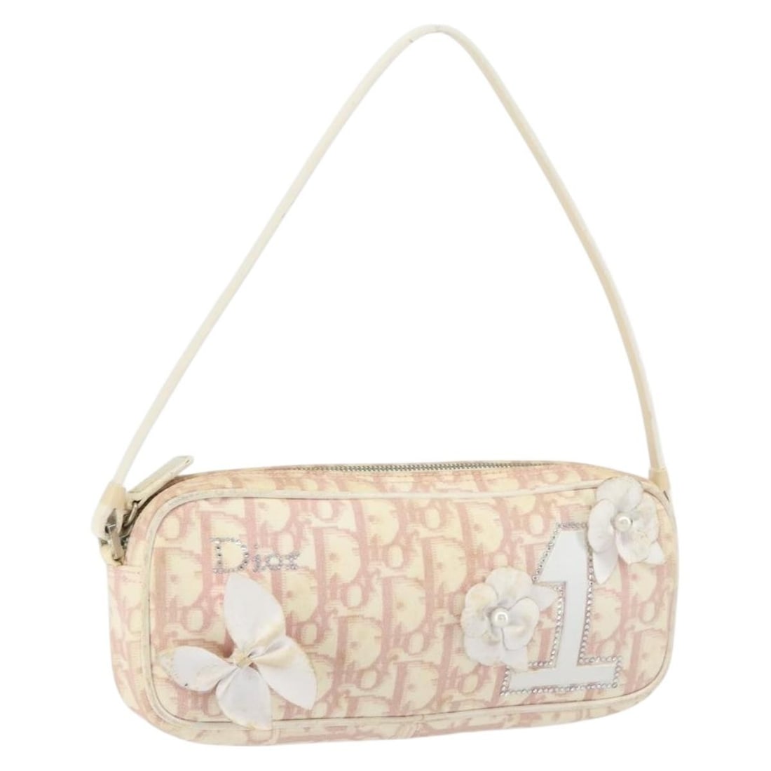 Christian Dior Pink Trotter Canvas Shoulder Purse Silver Tone Made in Italy: Christian Dior Pink Trotter Canvas Shoulder Purse Silver Tone Made in Italy This Christian Dior Trotter Canvas Shoulder Bag features a pink and silver color scheme with the iconic Trotter canvas exter