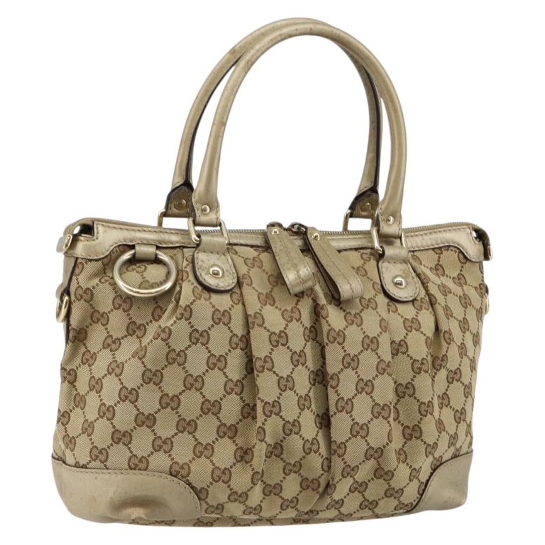 GUCCI GG Canvas Hand Bag Beige Gold 247902 Authentic Italy (1 of 18)