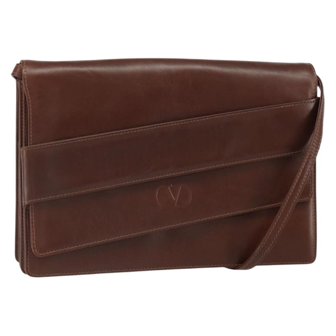 Valentino Brown Leather Italian Shoulder Bag with Gold Accents: Valentino Brown Leather Italian Shoulder Bag with Gold Accents This Valentino shoulder bag is crafted from brown leather with gold-tone accents. Made in Italy, it features a structured silhouette with