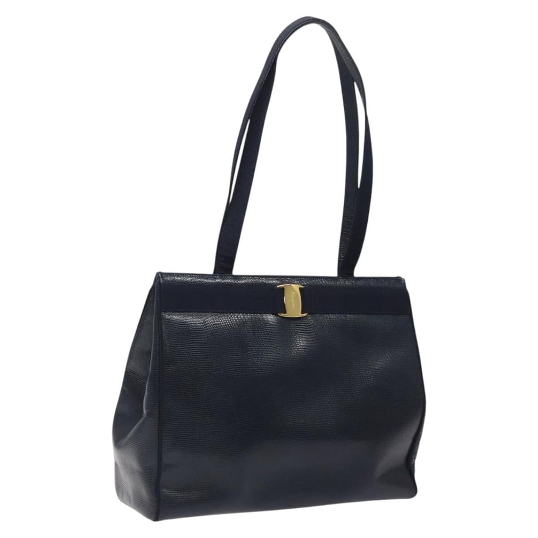 Salvatore Ferragamo Navy Gold Leather Tote Bag Auth DF-21 2530: Salvatore Ferragamo Navy Gold Leather Tote Bag Auth DF-21 2530 Elevate your accessory collection with this elegant Salvatore Ferragamo Tote Bag. Crafted from high-quality leather, this tote features a