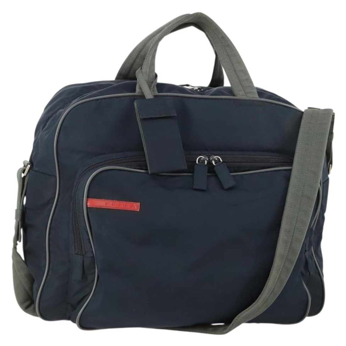 Prada Boston Bag Navy and Red Nylon Two Way with Padlock (1 of 18)