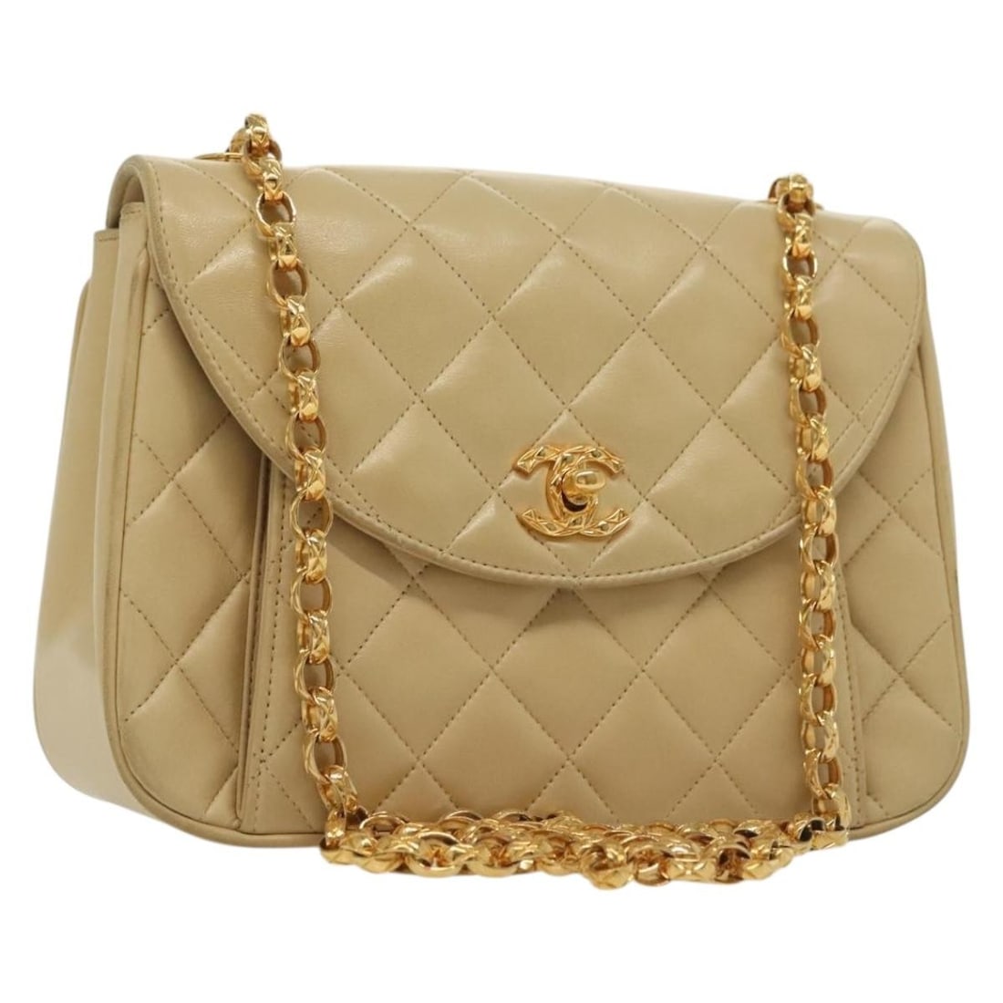 Chanel Lambskin Beige Gold Chain Shoulder Bag (1 of 18)
