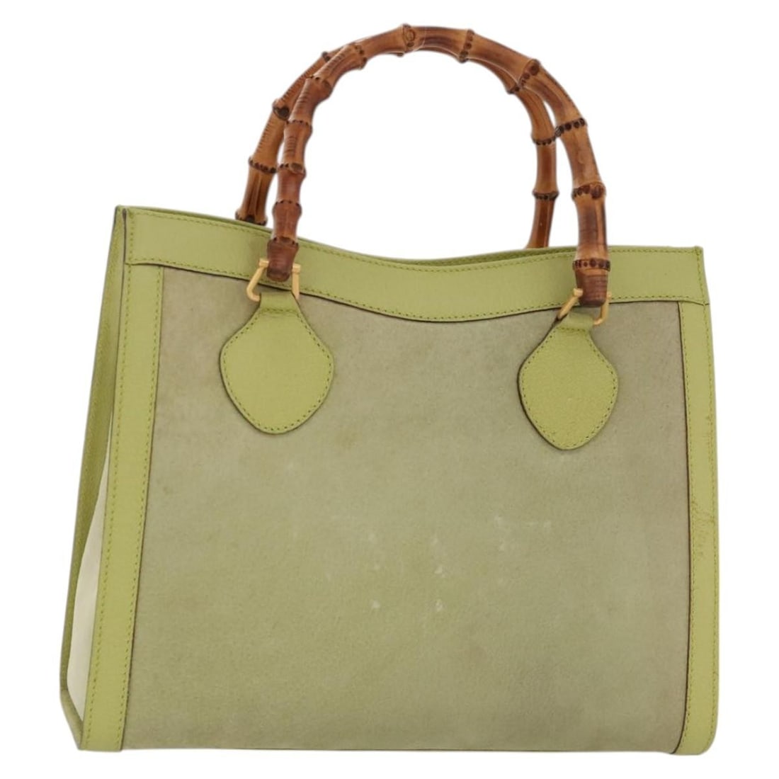 GUCCI Bamboo Hand Bag Suede Lime Green Gold 002 123 0260 Auth (1 of 18)