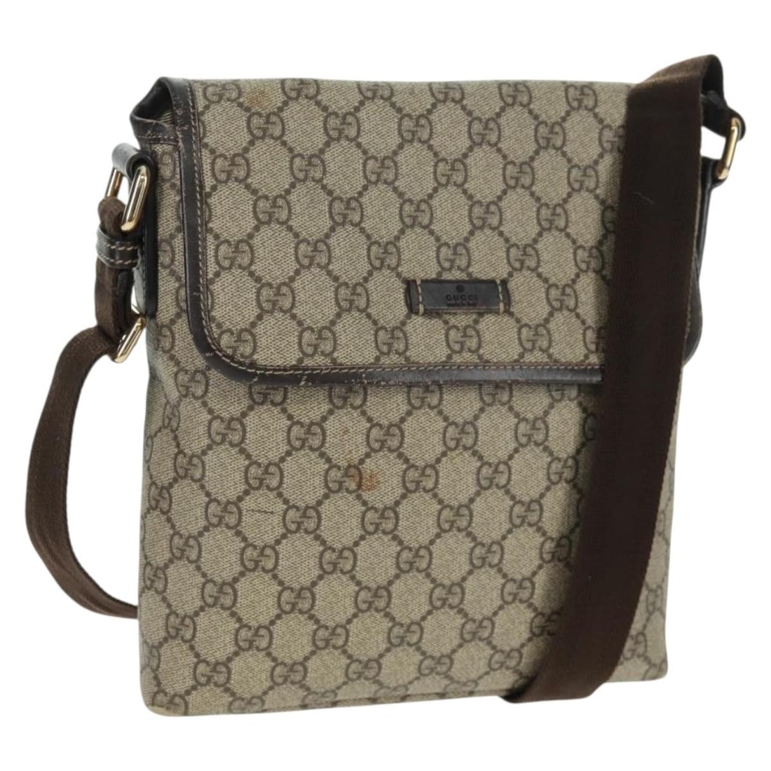 Gucci GG Supreme Beige Gold PVC Leather Shoulder Bag Italy 223666 (1 of 18)