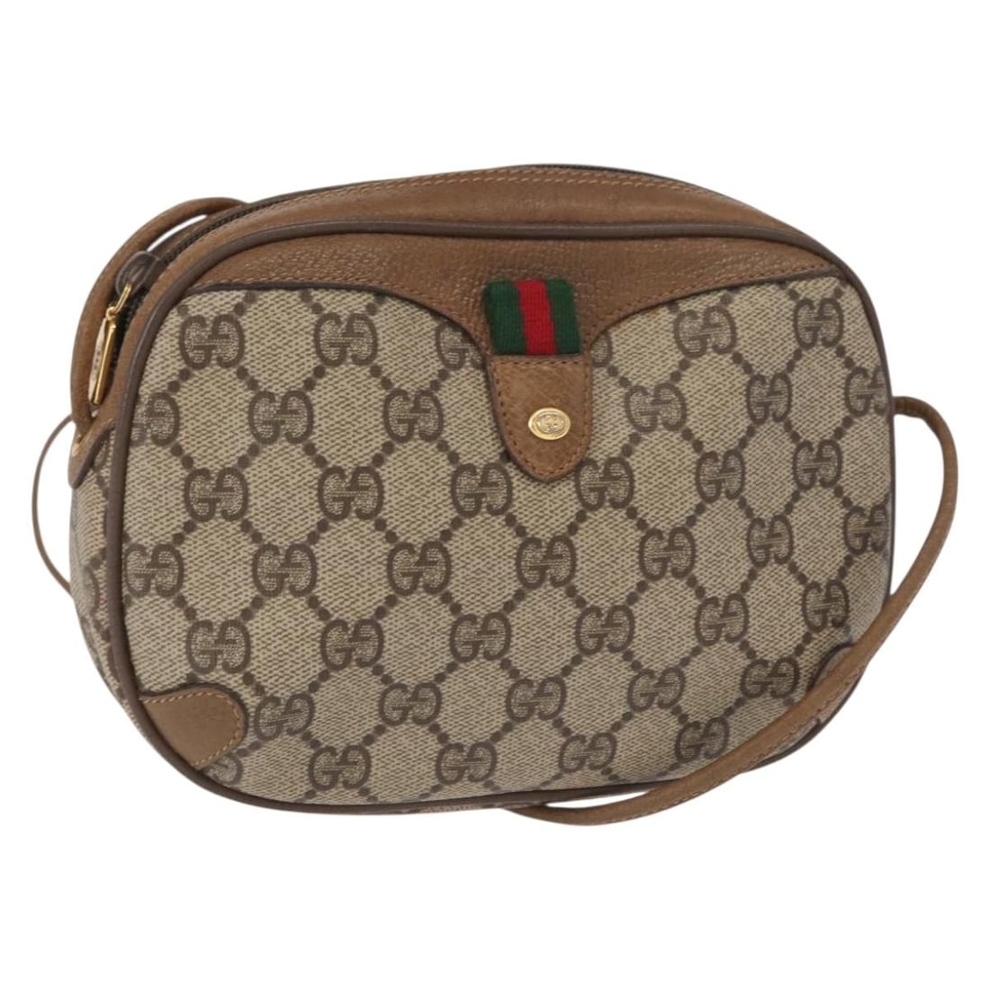 Beige GG Supreme Sherry Line Shoulder Bag by Gucci 89 02 066 PVC: Beige GG Supreme Sherry Line Shoulder Bag by Gucci 89 02 066 PVC This Gucci GG Supreme Web Sherry Line shoulder bag is crafted from beige PVC leather and GG canvas. The bag features the signature web