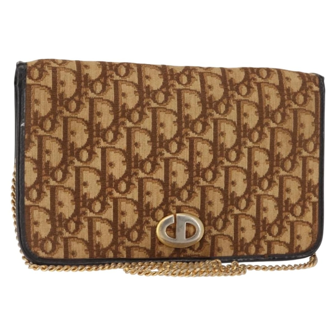 Christian Dior Trotter Canvas Chain Shoulder Bag Brown Made in France (1 of 18)
