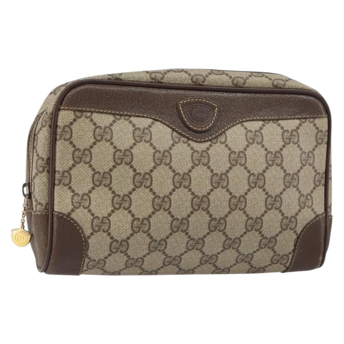 GUCCI GG Supreme Beige Gold PVC Clutch Bag 014 89 0094 Auth: GUCCI GG Supreme Beige Gold PVC Clutch Bag 014 89 0094 Auth This authentic GUCCI GG Supreme Clutch Bag is a stylish accessory that showcases a blend of luxury and functionality. Crafted in Italy from