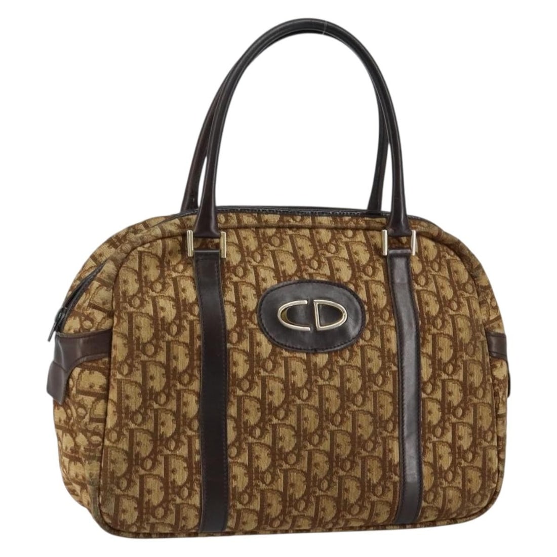 Christian Dior Brown Gold Trotter Canvas Hand Bag Auth 146427 (1 of 18)