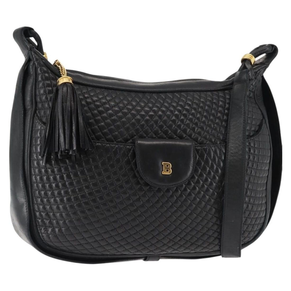 BALLY Black Gold Leather Shoulder Bag Made in Italy (1 of 18)