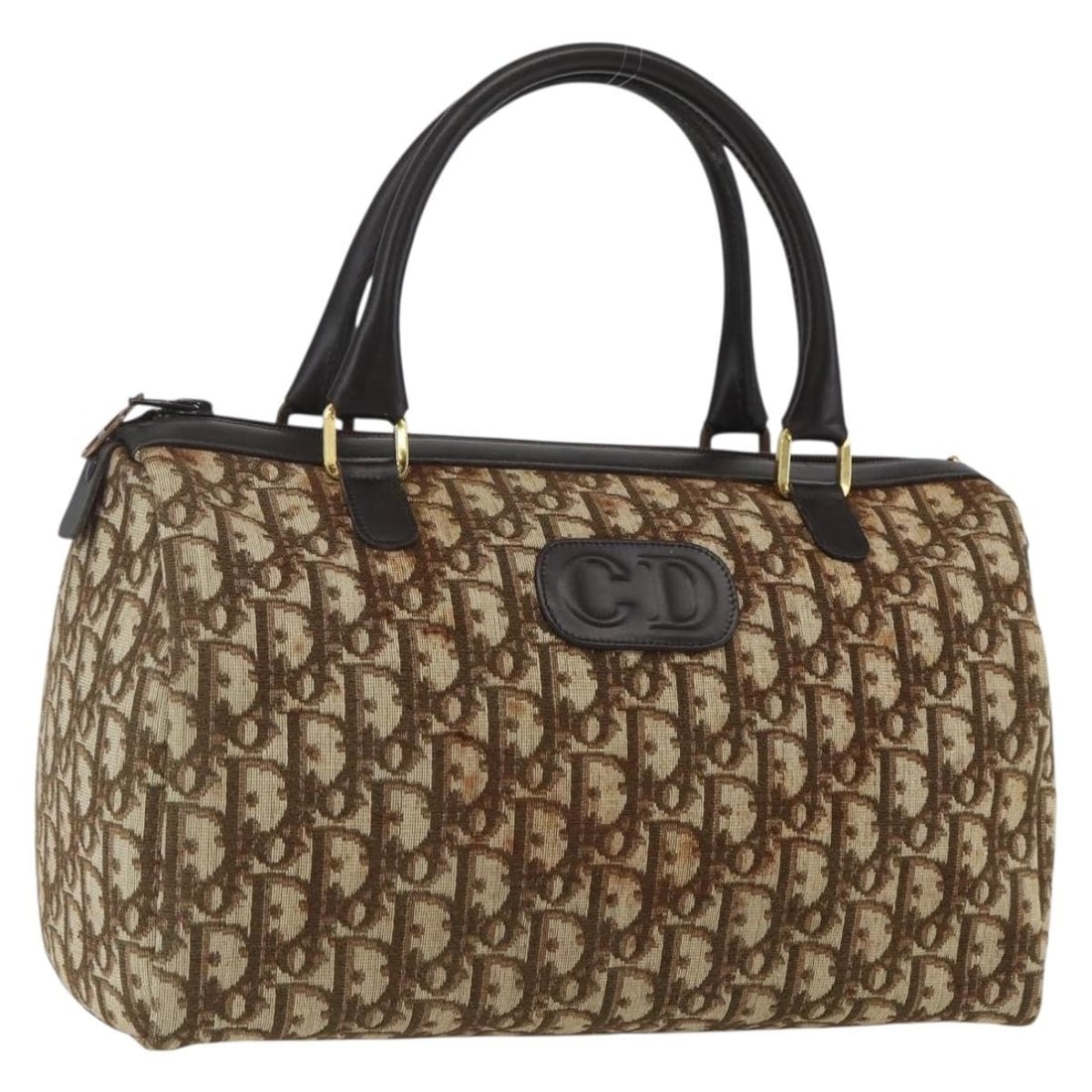 Beige Gold Christian Dior Trotter Canvas Boston Bag France: Beige Gold Christian Dior Trotter Canvas Boston Bag France This authentic Christian Dior Boston Bag features the iconic Trotter canvas in beige and gold tones. Made in France, it offers a classic Bost