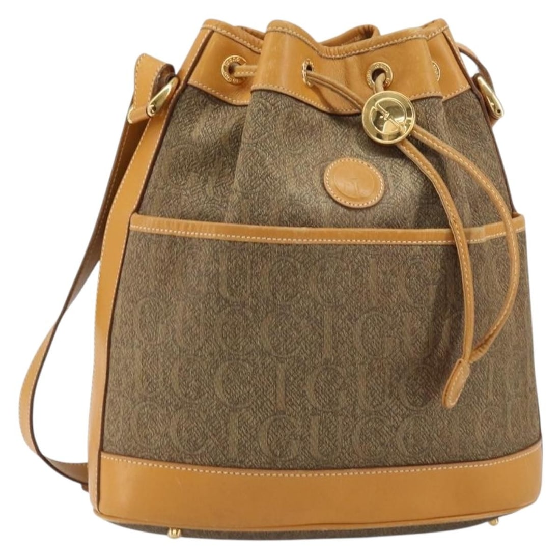 GUCCI Beige Gold Canvas Shoulder Bag Auth Italy (1 of 18)