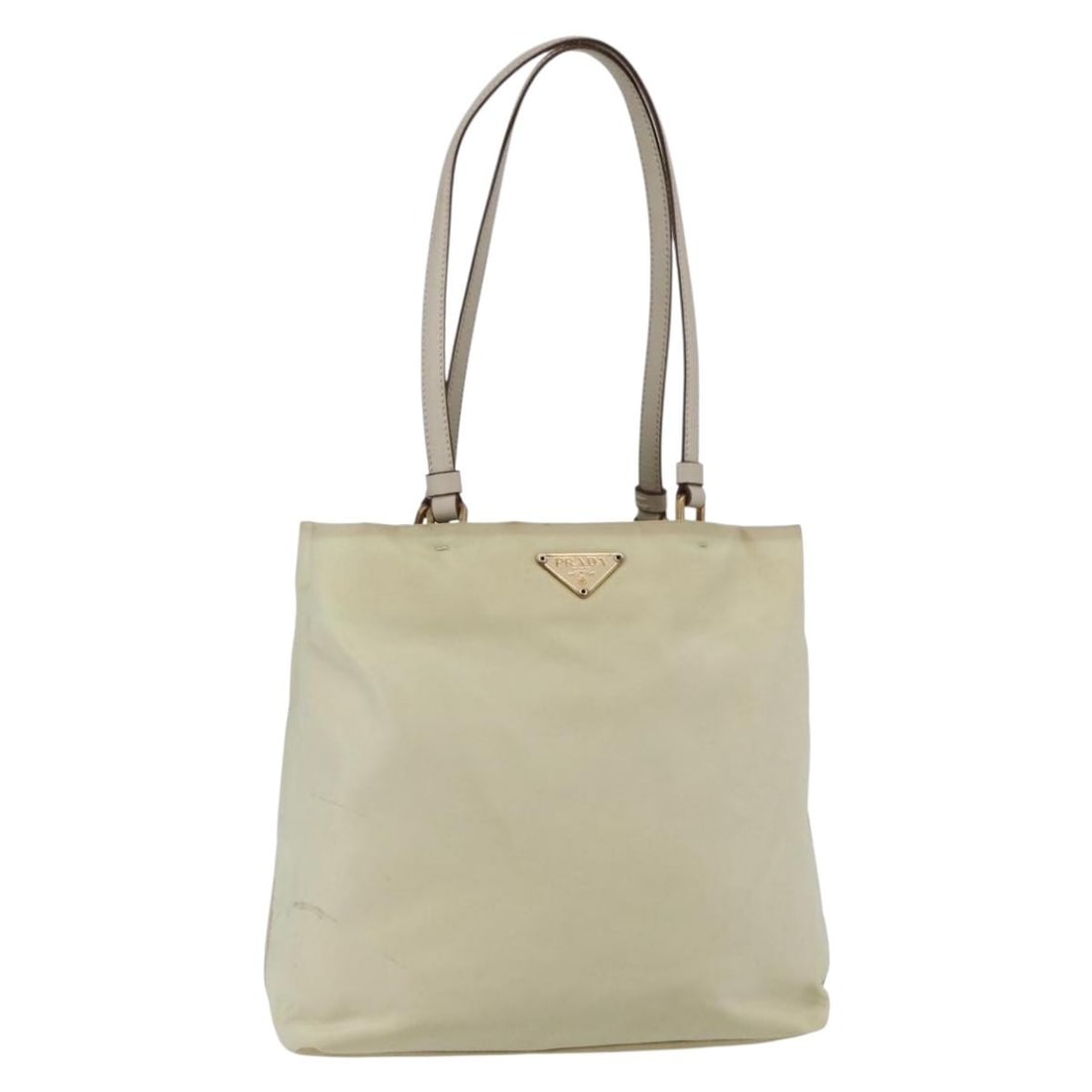 PRADA Ivory Gold Nylon Tote Bag Italy Auth 147996 (1 of 18)