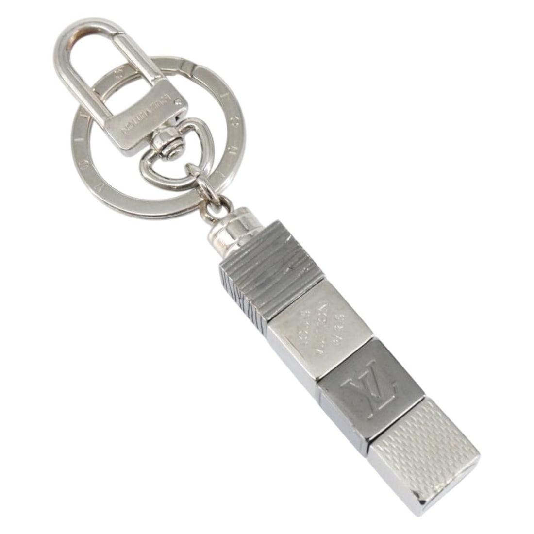 LOUIS VUITTON M67142 Porte Cles Cube Charm Silver Metal Italy (1 of 9)