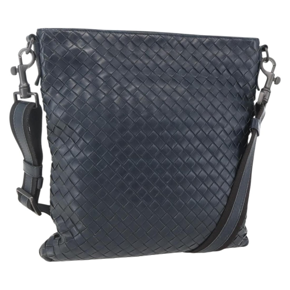 BOTTEGA VENETA Navy Leather Intrecciato Shoulder Bag Auth (1 of 18)