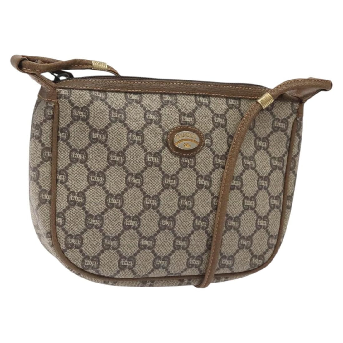 GUCCI GG Plus Supreme Beige PVC Shoulder Bag Made in Italy: GUCCI GG Plus Supreme Beige PVC Shoulder Bag Made in Italy This GUCCI GG Plus Supreme Shoulder Bag is a stylish and practical accessory crafted from durable PVC leather in a sophisticated beige color.