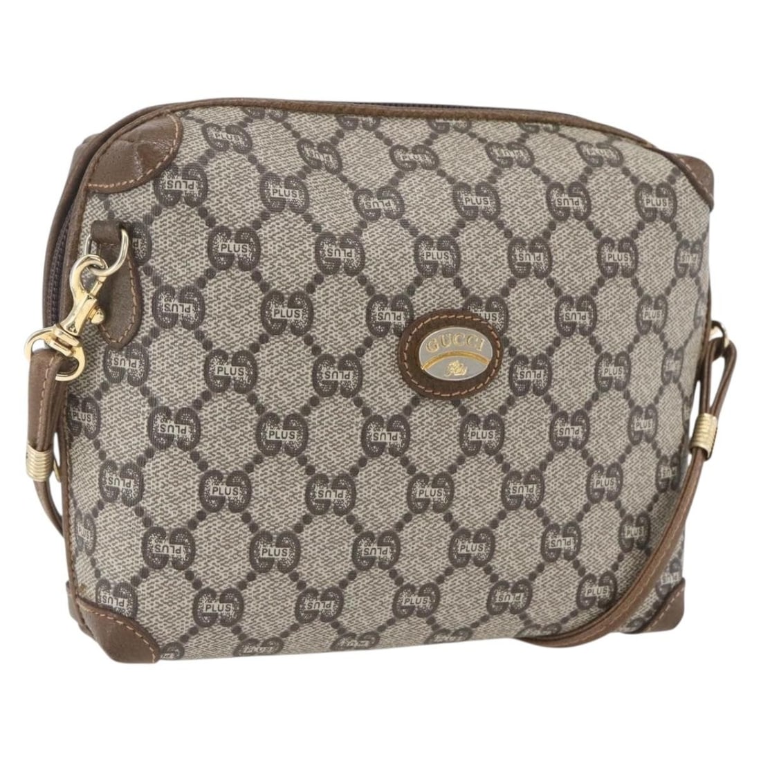 Gucci GG Supreme Beige PVC Shoulder Bag Gold Tone from Italy: Gucci GG Supreme Beige PVC Shoulder Bag Gold Tone from Italy This is a Gucci GG Plus Supreme shoulder bag crafted from beige and gold PVC leather with GG canvas. The bag features a compact silhouette