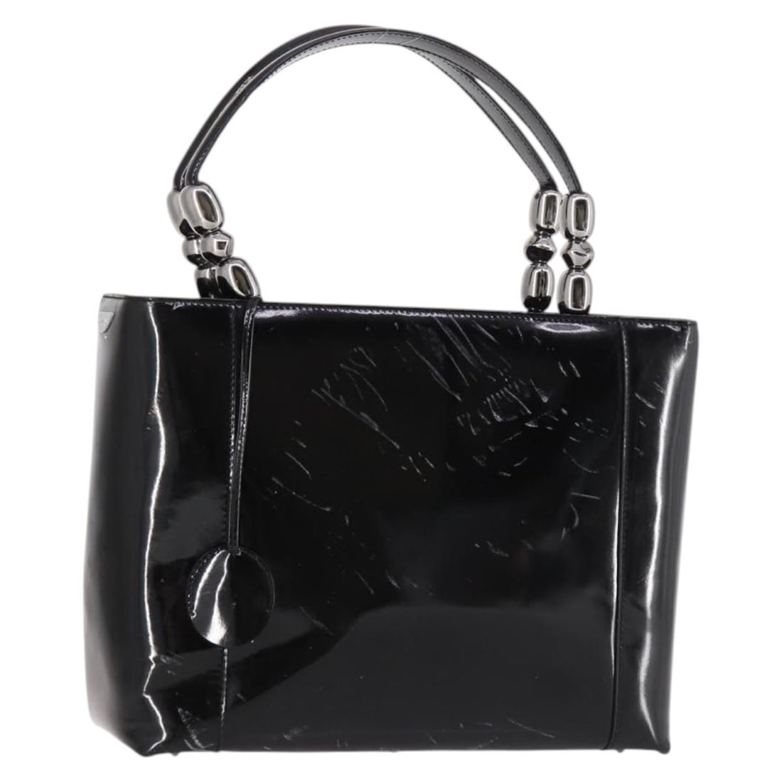 Christian Dior Maris Pearl Black Silver Patent Leather Hand Bag Auth Italy: Christian Dior Maris Pearl Black Silver Patent Leather Hand Bag Auth Italy This exquisite Christian Dior Maris Pearl Hand Bag is crafted from high-quality patent leather, featuring a striking black an
