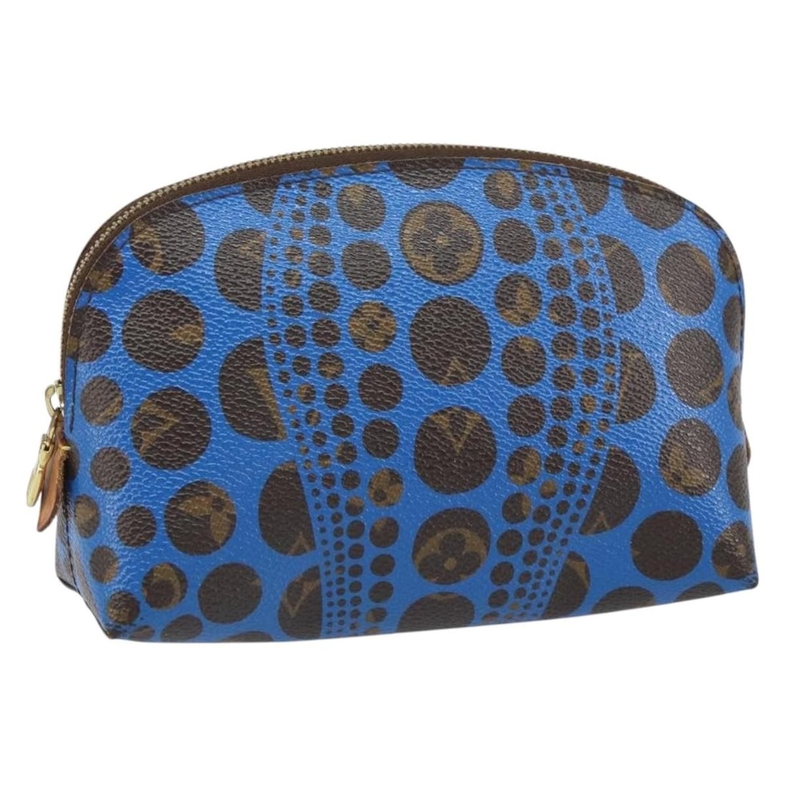 Louis Vuitton Yayoi Kusama Blue Monogram Canvas Cosmetic Pouch PM M47345: Louis Vuitton Yayoi Kusama Blue Monogram Canvas Cosmetic Pouch PM M47345 This Louis Vuitton Monogram Yayoi Kusama Cosmetic Pouch PM in blue is crafted from monogram canvas and features exclusive Yayoi
