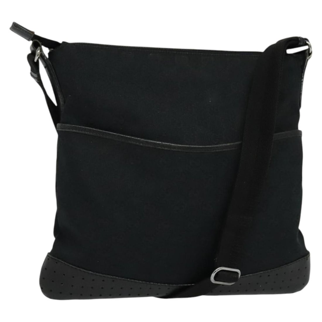 GUCCI GG Canvas Shoulder Bag Black Silver 145857 001013 Auth (1 of 18)