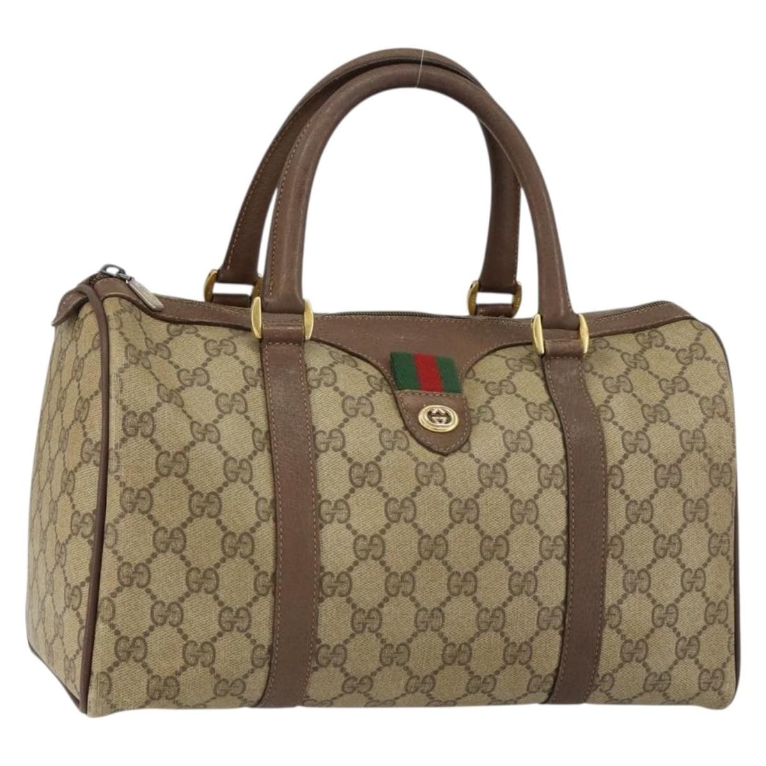 GUCCI GG Supreme Boston Bag PVC Beige Gold 40 02 007 Auth (1 of 18)