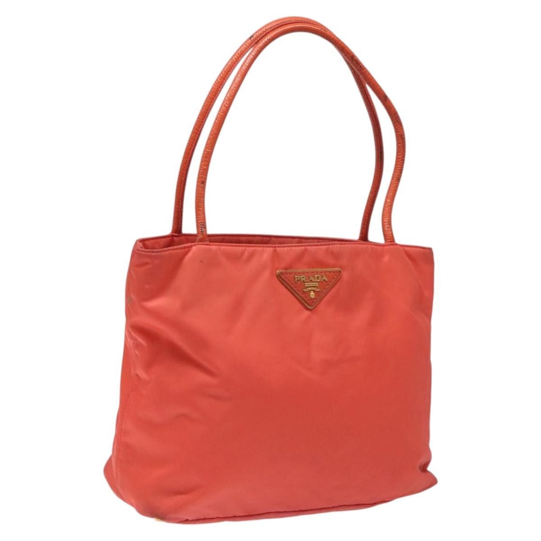 PRADA Orange Gold Nylon Tote Bag Made in Italy Auth KD217: PRADA Orange Gold Nylon Tote Bag Made in Italy Auth KD217 Introducing the PRADA Tote Bag, a stylish accessory crafted from durable nylon in a vibrant orange and gold color scheme. This tote bag measur
