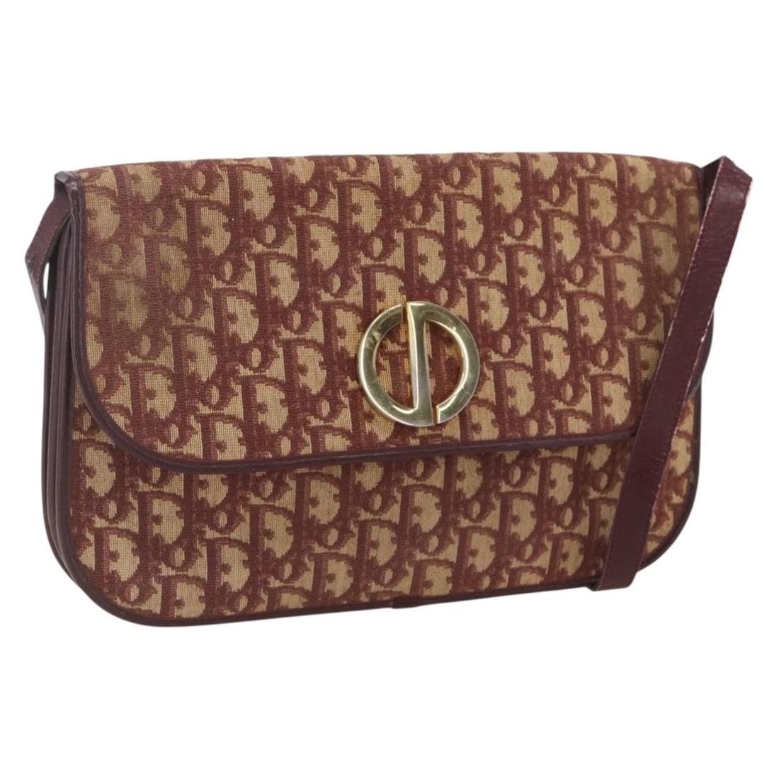 Dior Trotter Red and Gold Canvas Shoulder Bag from France (1 of 18)