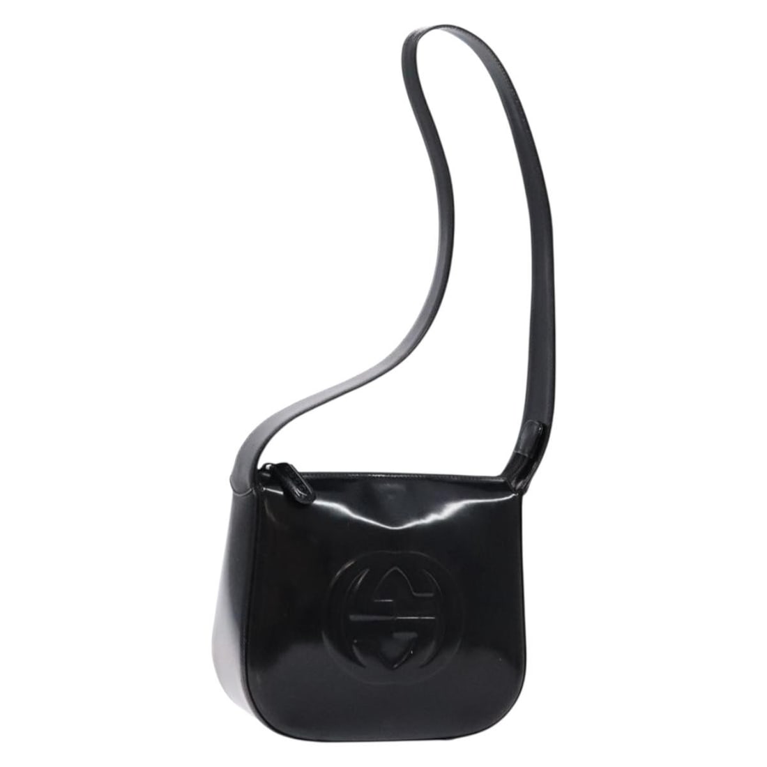 GUCCI Interlocking Shoulder Bag Enamel Black Silver 007 2113 0250 Auth: GUCCI Interlocking Shoulder Bag Enamel Black Silver 007 2113 0250 Auth This GUCCI Interlocking Shoulder Bag is a stylish accessory crafted from enamel in a sleek black and silver color combination. Wi
