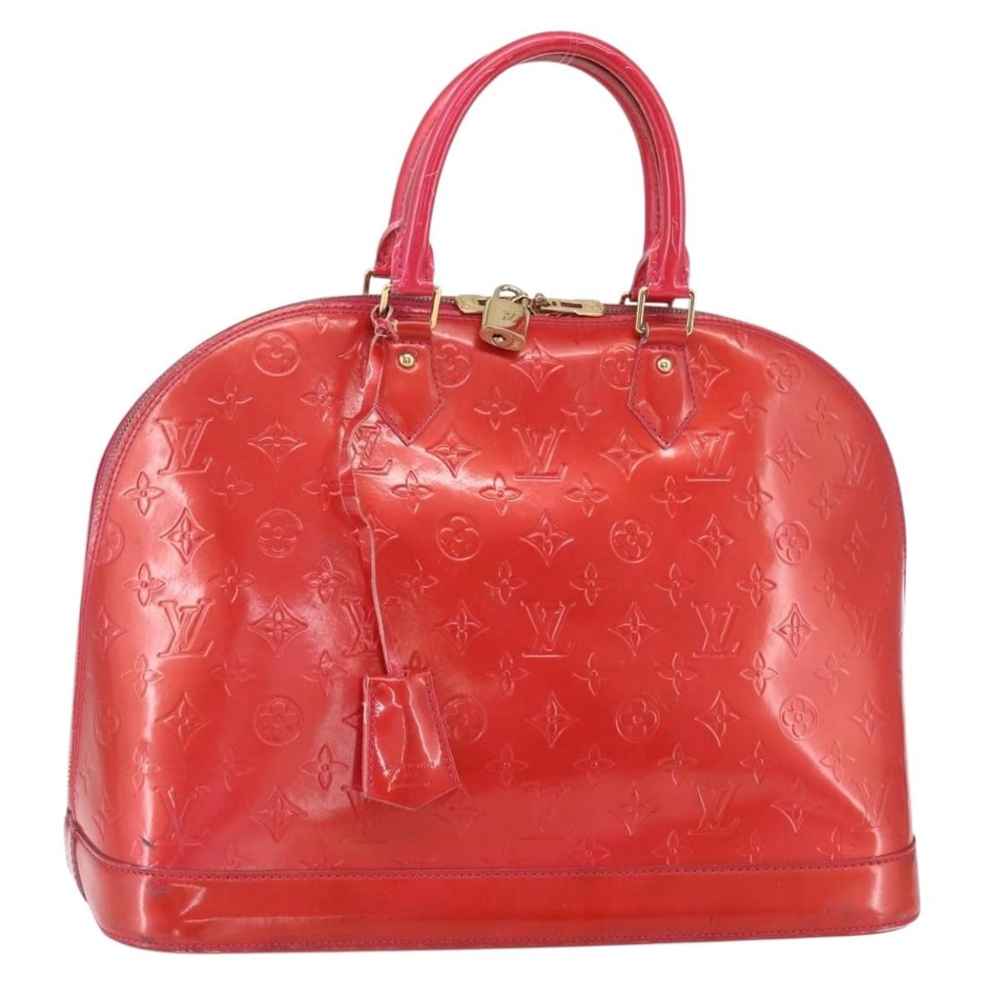 LOUIS VUITTON Monogram Vernis Alma GM Hand Bag Rose Pop M93625 Auth (1 of 18)